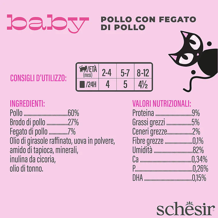 Schesir Baby – Pollo con Fegato di Pollo in Mousse 70g Schesir Baby – Pollo con Fegato di Pollo in Mousse 70g